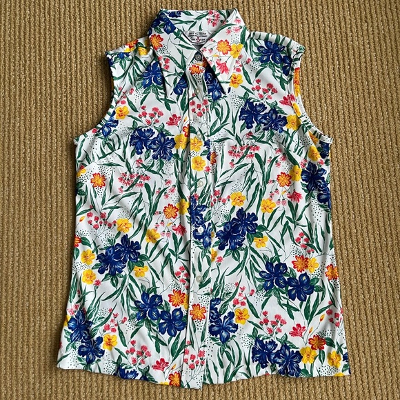 Sears The Shirt made in Korea Vintage Women’s Floral Collard 1970’s Tank Top 16 - Picture 2 of 10